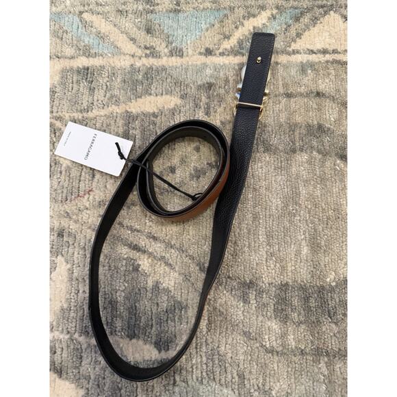Ferragamo Reversible Gancini belt Cognac/black Gold Buckle Womens Sz 100 $489 main image 7